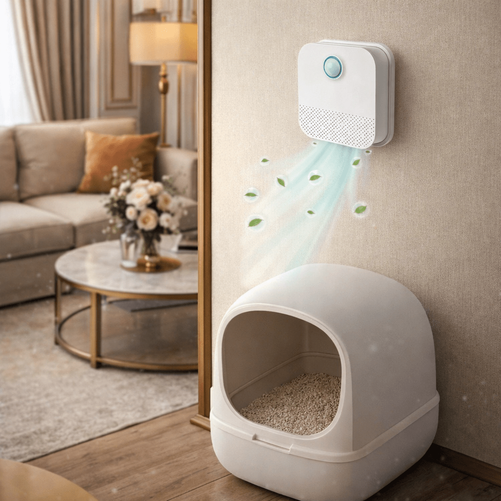 Cat Litter Box Air Purifier with Motion Sensor and 14-Day Battery