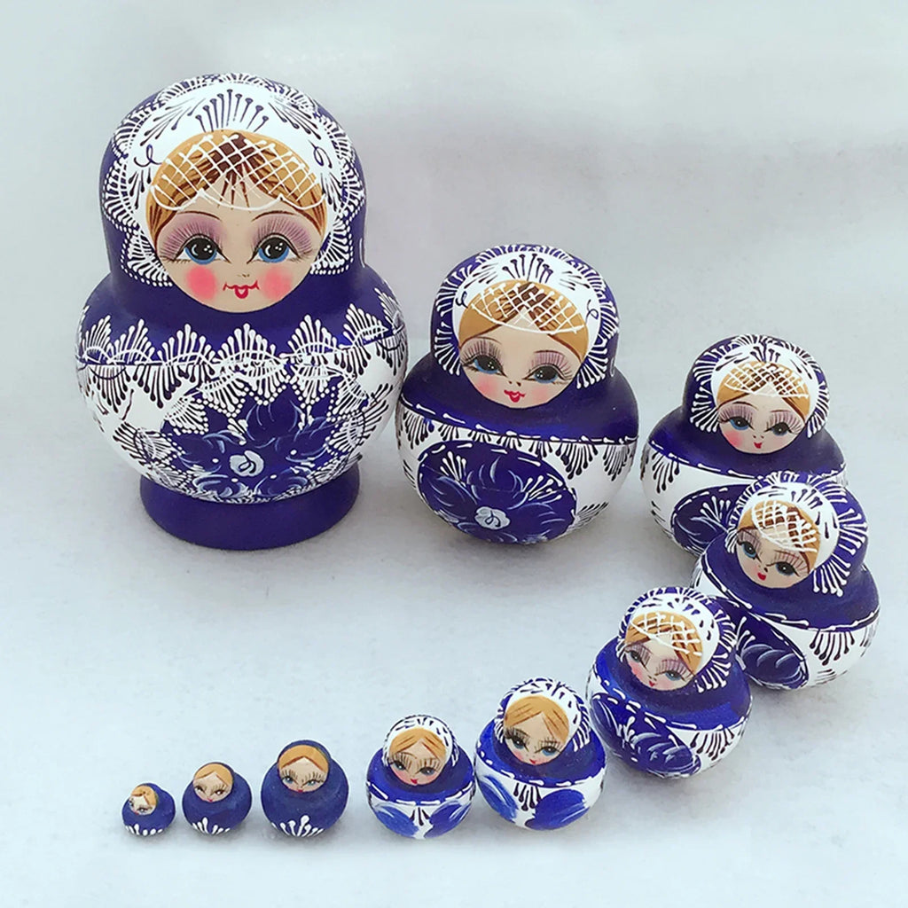10-Piece Wooden Russian Matryoshka Doll Set for Cultural Decor and Gifts