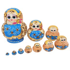 10-Piece Wooden Russian Matryoshka Doll Set for Cultural Decor and Gifts
